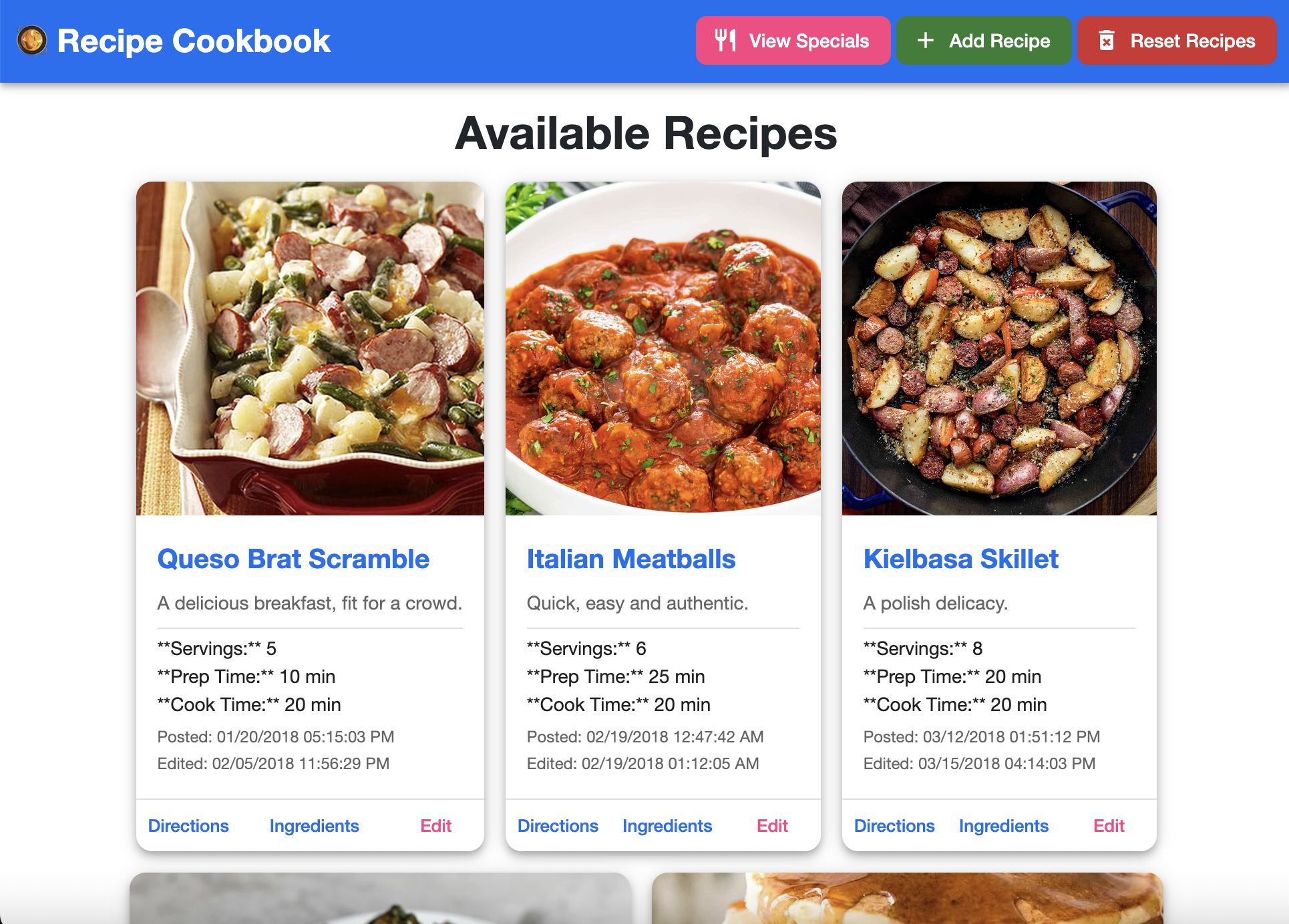 Recipes Hompage